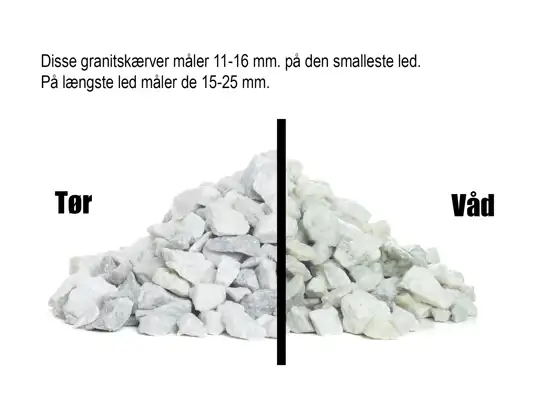 White granite chippings 11-16 mm.