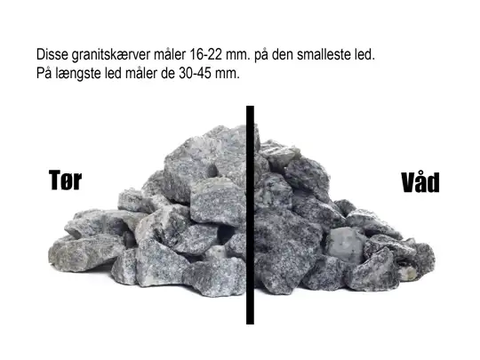 Grey granite chippings 16-22 mm.