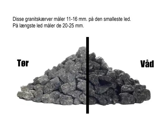 Mørkegrå granitskærver 11-16 mm.