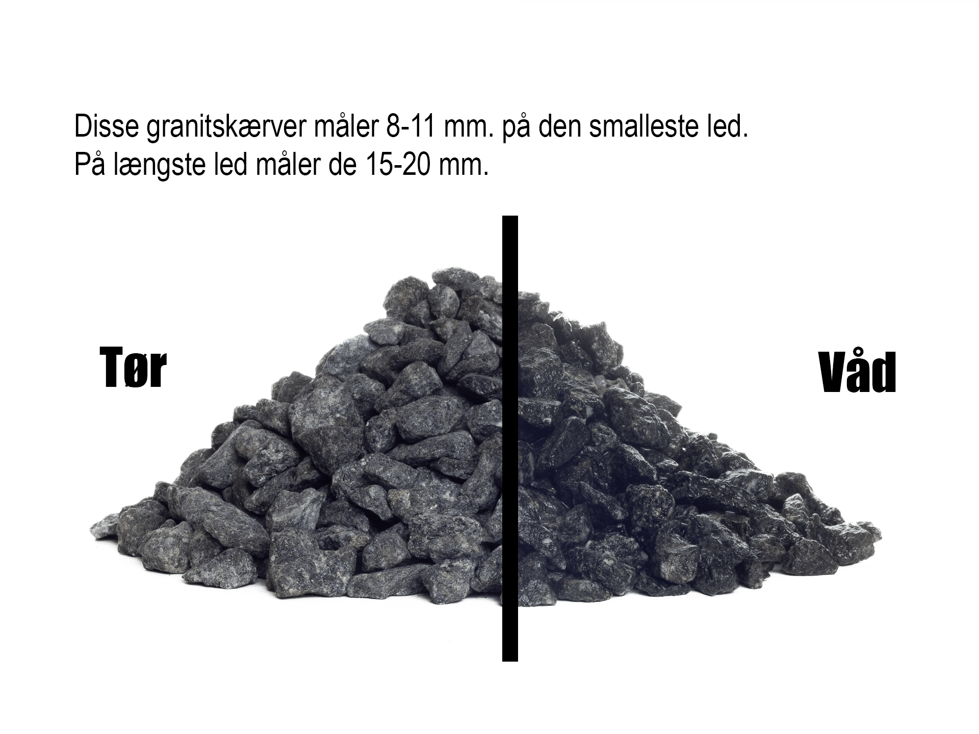 Sorte granitskærver 8-11 mm.