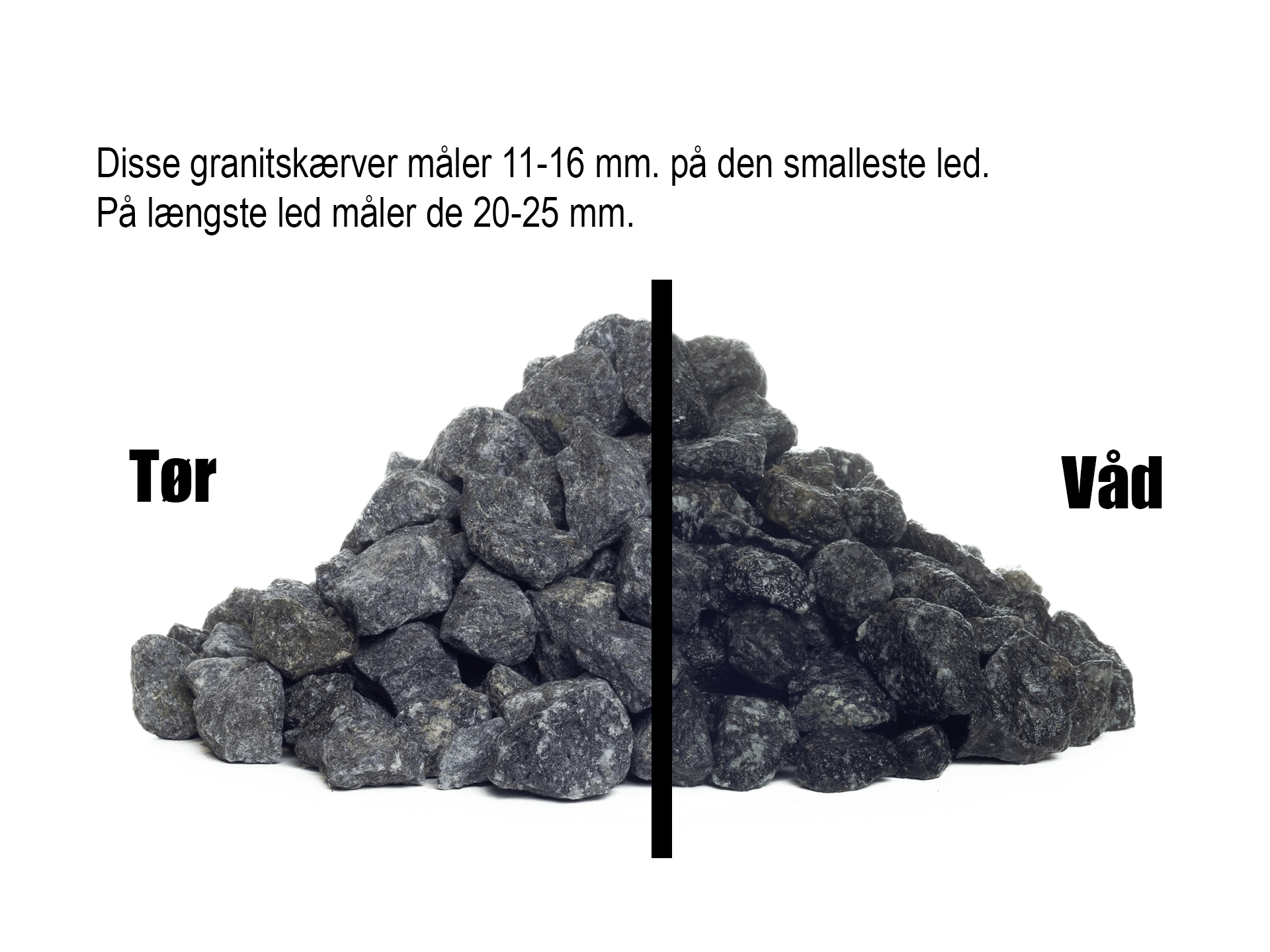 Sorte granitskærver 11-16 mm.
